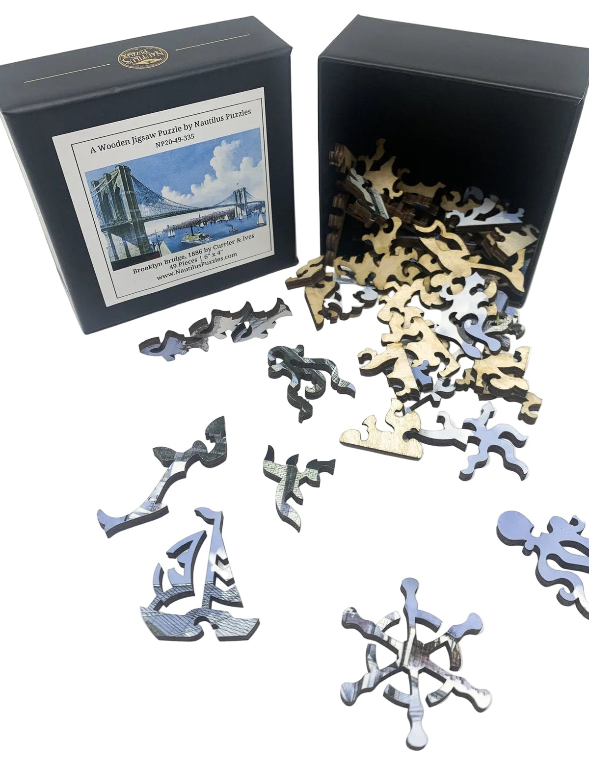Brooklyn Bridge, 1886 (49 Piece Mini Wooden Jigsaw Puzzle) - Nautilus Puzzles - Wooden Jigsaw Puzzles For Adults