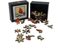Cardinal Greetings (50 Piece Mini Christmas Wooden Jigsaw Puzzle) - Nautilus Puzzles - Wooden Jigsaw Puzzles For Adults