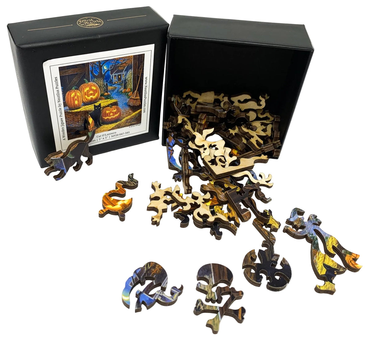 Cat O'Lantern (47 Piece Mini Halloween Jigsaw Puzzle) - Nautilus Puzzles - Wooden Jigsaw Puzzles For Adults