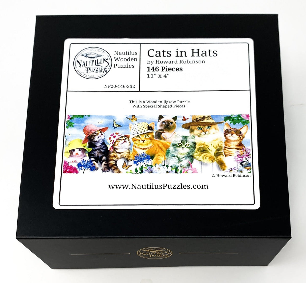 Cats in Hats (146 Piece Cat Jigsaw Puzzle) - Nautilus Puzzles - Wooden Jigsaw Puzzles For Adults