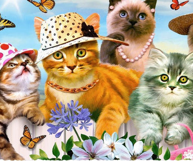 Cats in Hats (146 Piece Cat Jigsaw Puzzle) - Nautilus Puzzles - Wooden Jigsaw Puzzles For Adults