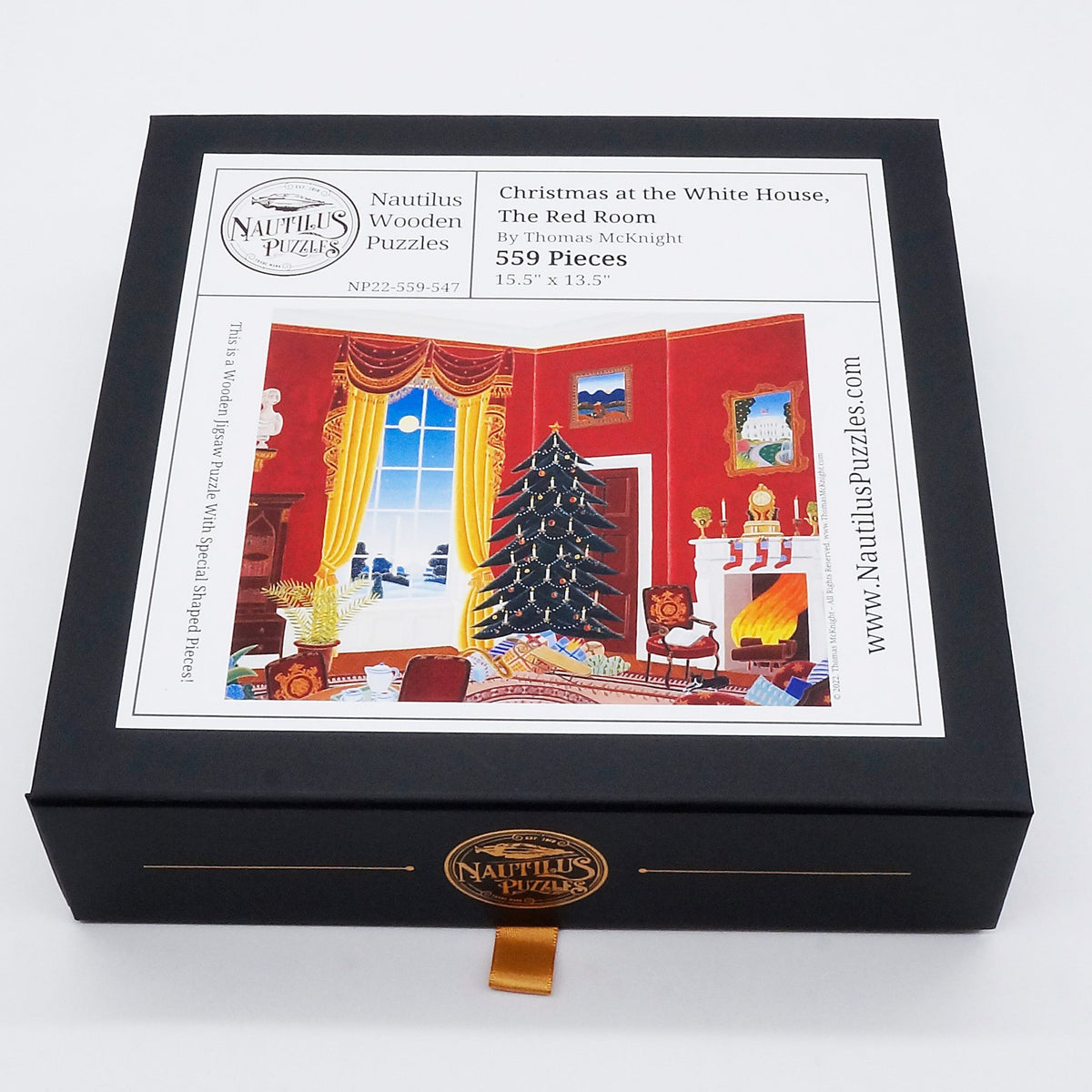 Christmas at the White House, the Red Room (559 Piece Wooden Jigsaw Puzzle) - Nautilus Puzzles - Wooden Jigsaw Puzzles For Adults