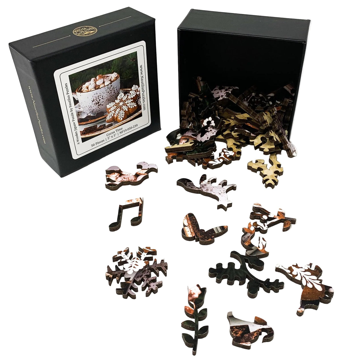 Cocoa Time (50 Piece Mini Christmas Wooden Jigsaw Puzzle) - Nautilus Puzzles - Wooden Jigsaw Puzzles For Adults