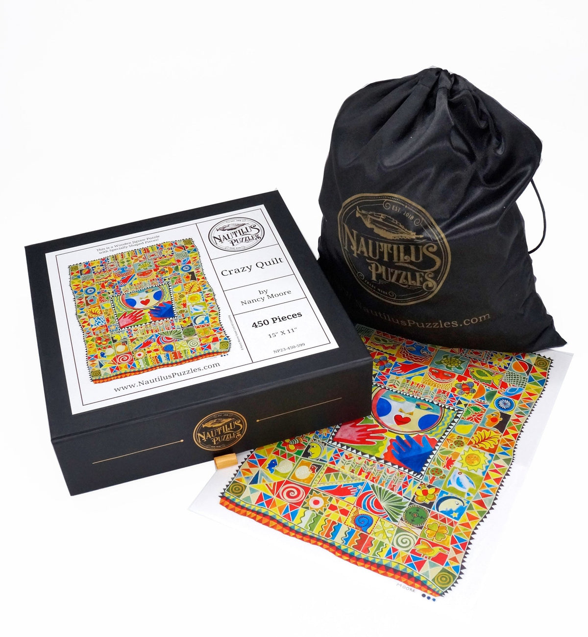 Crazy Quilt (450 Piece Wooden Jigsaw Puzzle) - Nautilus Puzzles - Wooden Jigsaw Puzzles For Adults