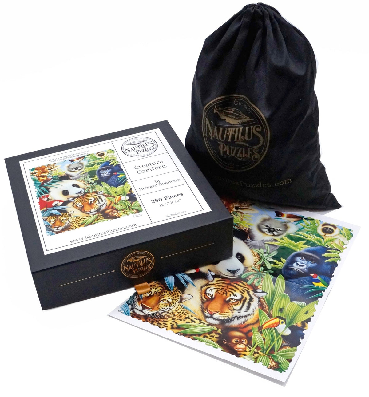 Creature Comforts (250 Pieces) Wooden Jigsaw Puzzle - Nautilus Puzzles - Wooden Jigsaw Puzzles For Adults