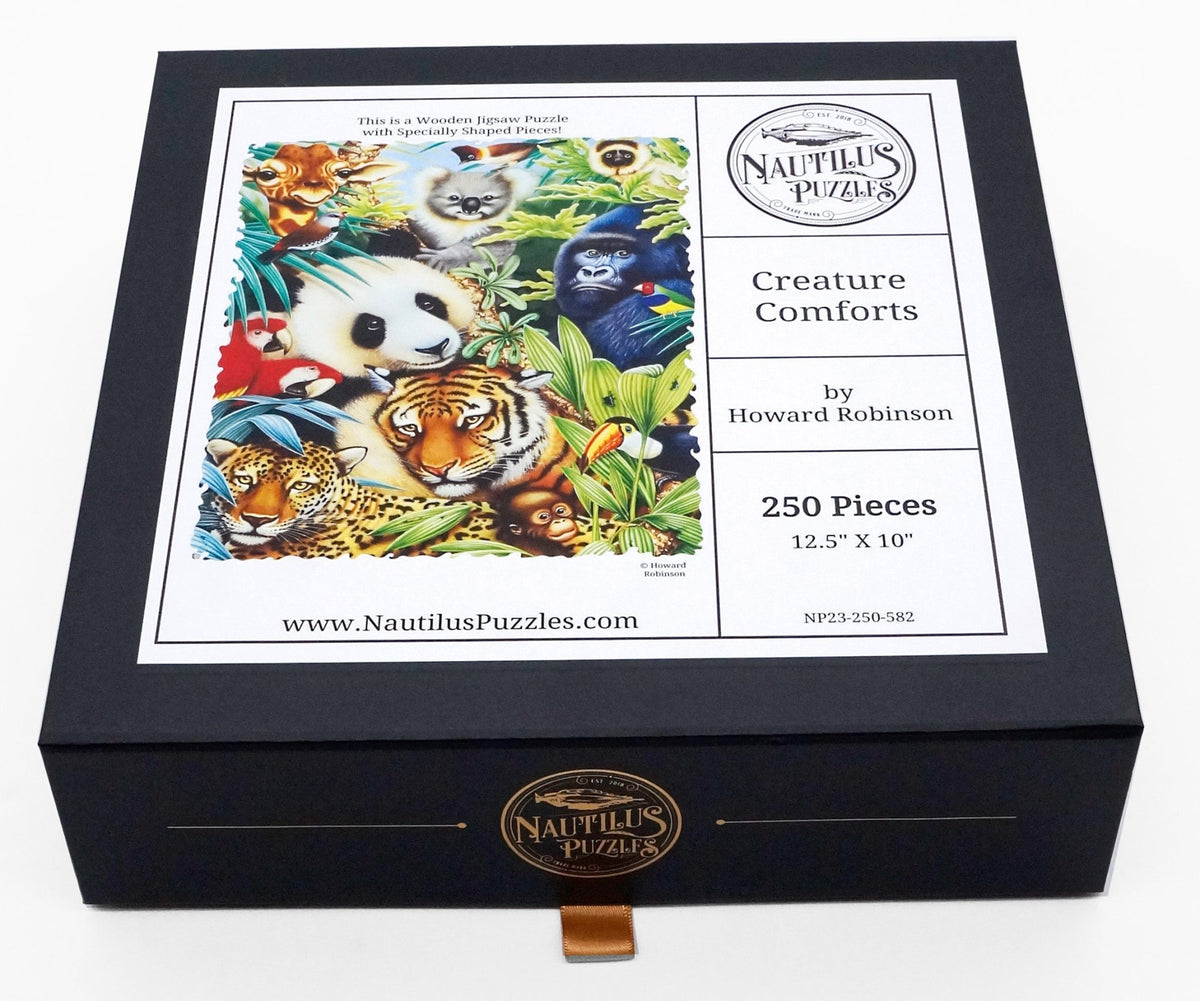 Creature Comforts (250 Pieces) Wooden Jigsaw Puzzle - Nautilus Puzzles - Wooden Jigsaw Puzzles For Adults