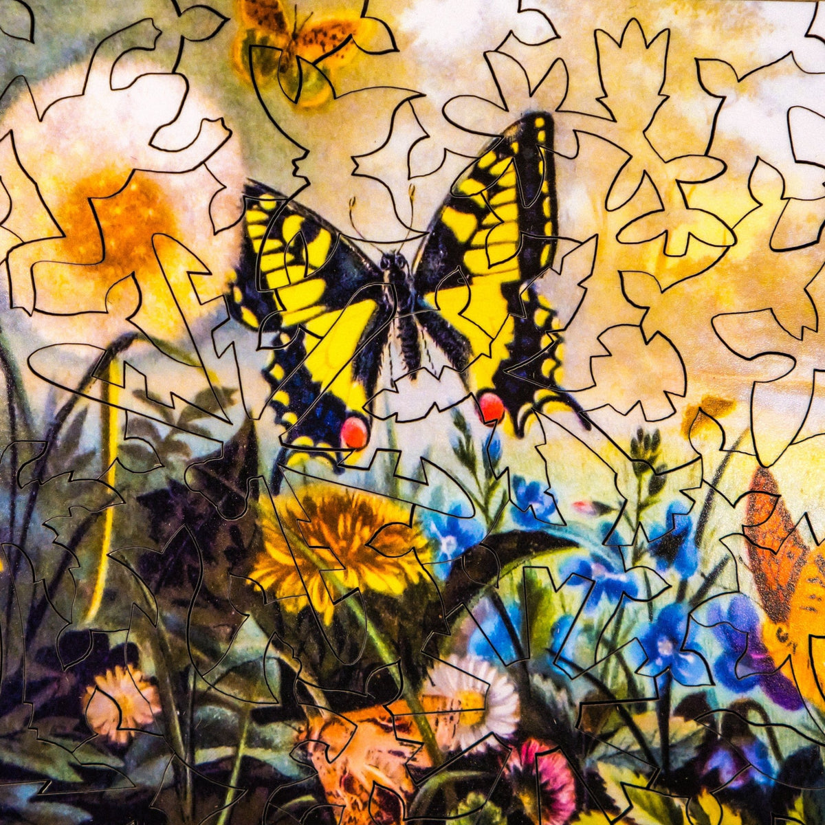 Dandelion Party - 50 Piece Mini Wooden Jigsaw Puzzle - Nautilus Puzzles - Wooden Jigsaw Puzzles For Adults