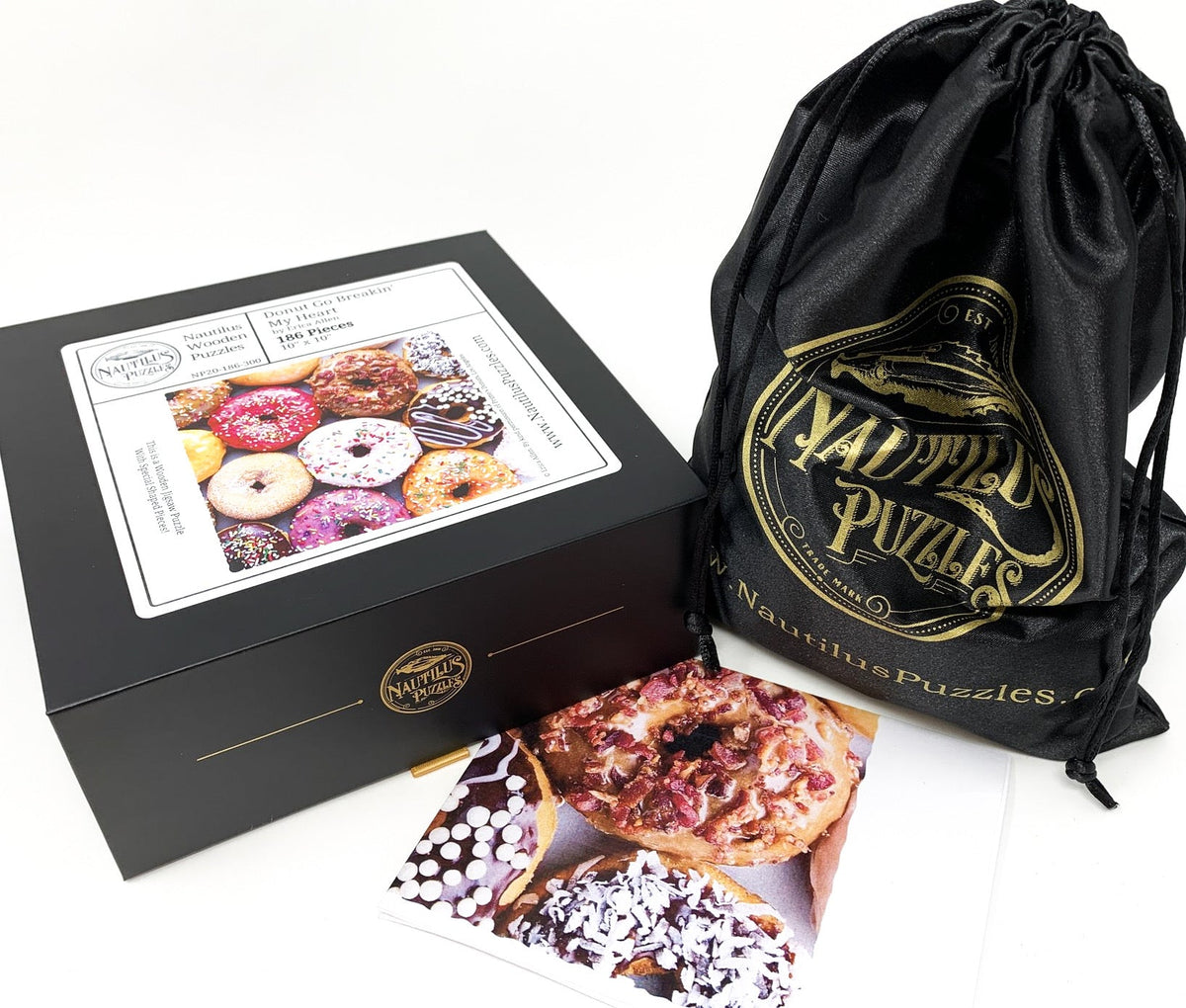 Donut Go Breakin' My Heart. 186 Piece Wooden Jigsaw Puzzle. - Nautilus Puzzles - Wooden Jigsaw Puzzles For Adults