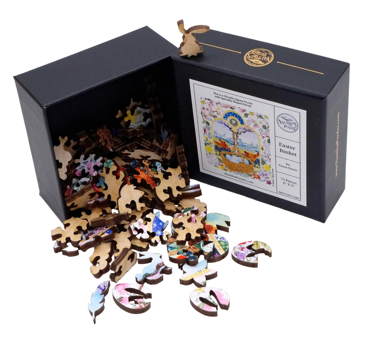 Easter Basket. 75 Pieces. Mini Puzzle. - Nautilus Puzzles - Wooden Jigsaw Puzzles For Adults
