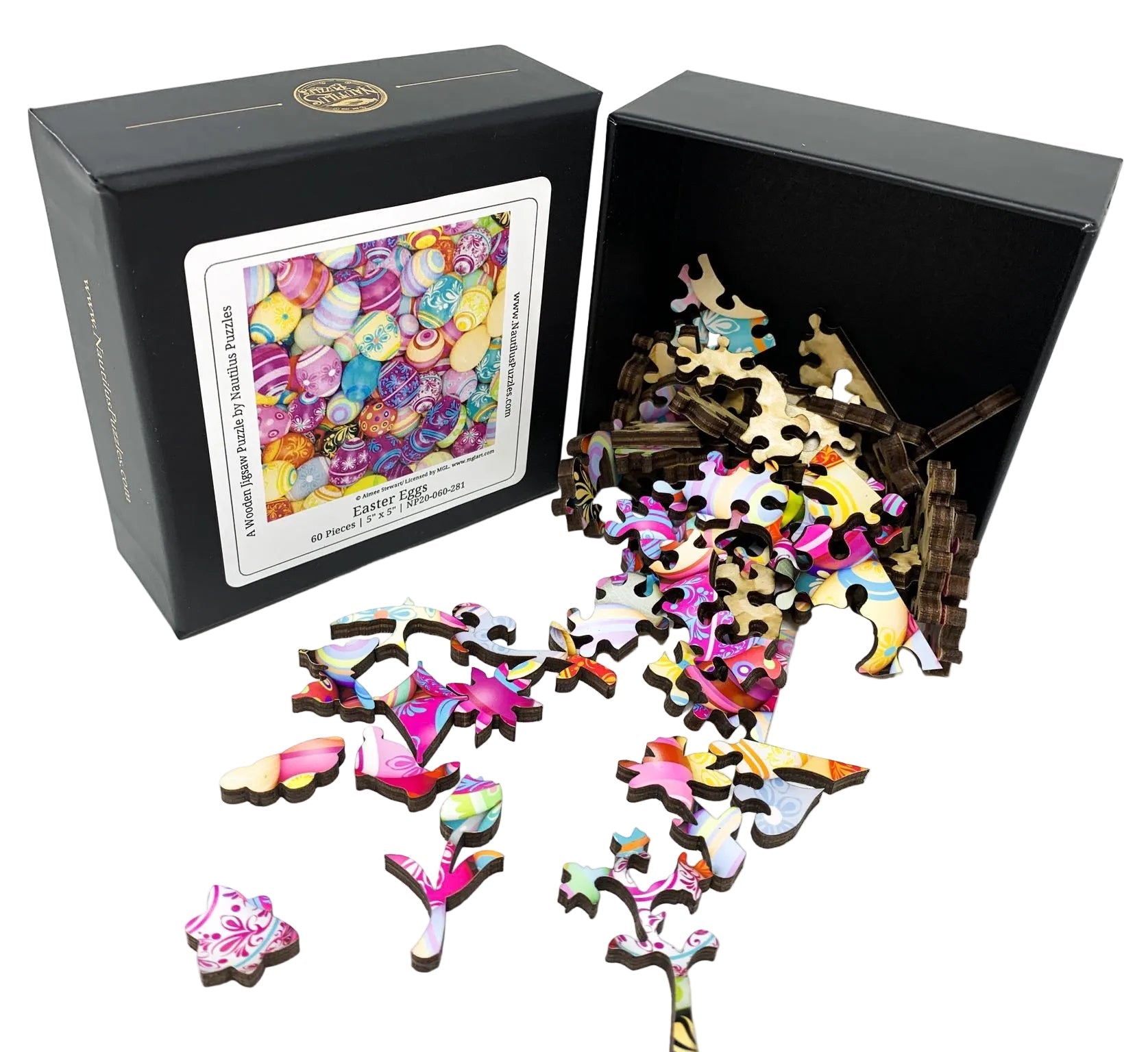 Easter Eggs (60 Piece Mini Wooden Jigsaw Puzzle) - Nautilus Puzzles - Wooden Jigsaw Puzzles For Adults