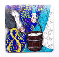 Eight Maids A-Milking (50 Piece Mini Wooden Jigsaw Puzzle) - Nautilus Puzzles - Wooden Jigsaw Puzzles For Adults