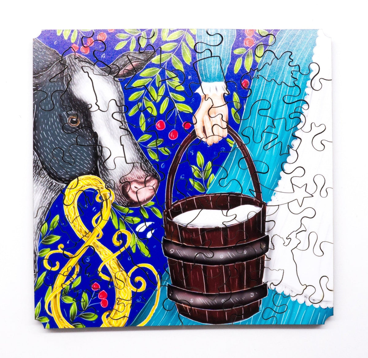 Eight Maids A-Milking (50 Piece Mini Wooden Jigsaw Puzzle) - Nautilus Puzzles - Wooden Jigsaw Puzzles For Adults