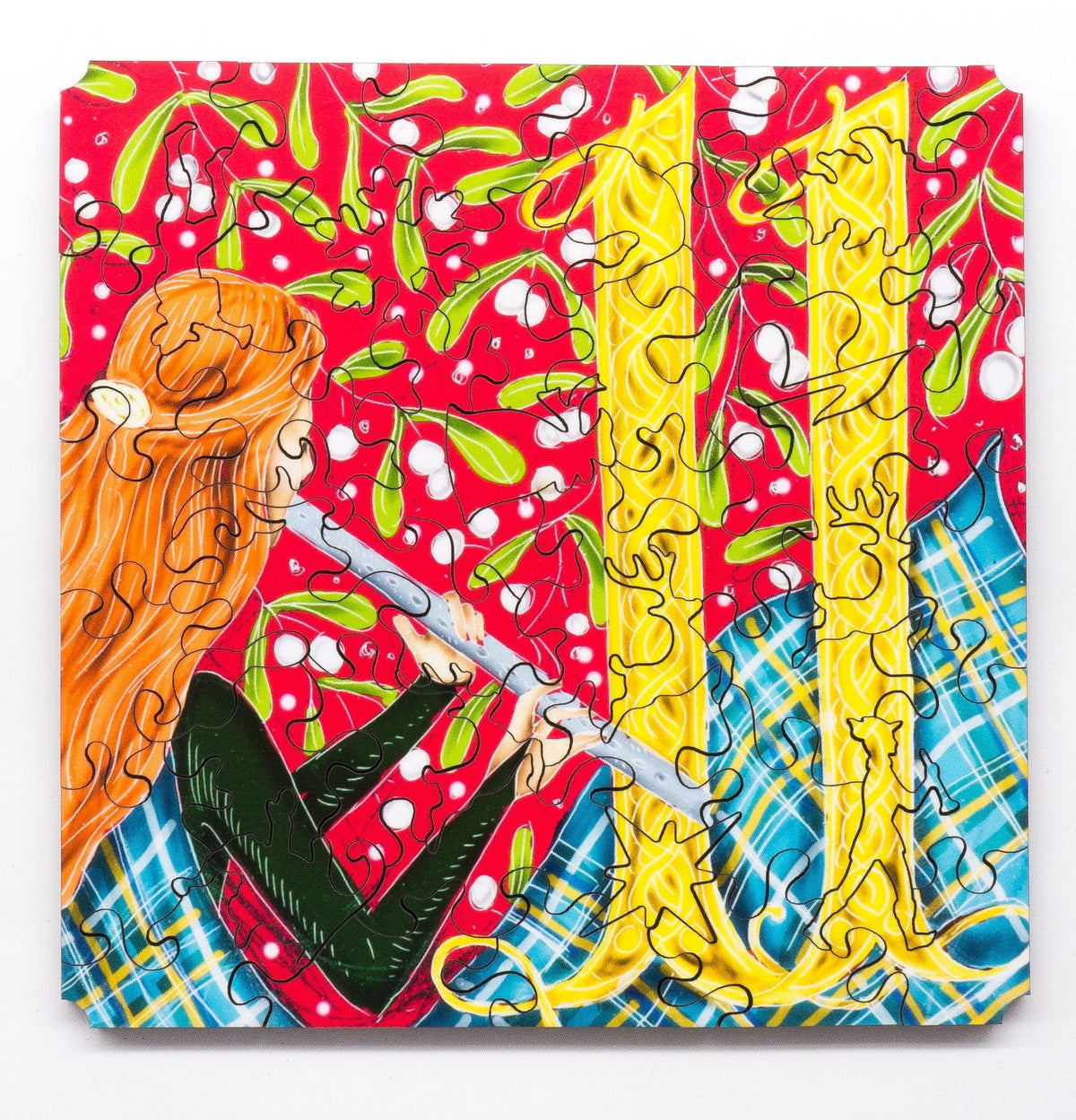 Eleven Pipers Piping (50 Piece Mini Wooden Jigsaw Puzzle) - Nautilus Puzzles - Wooden Jigsaw Puzzles For Adults
