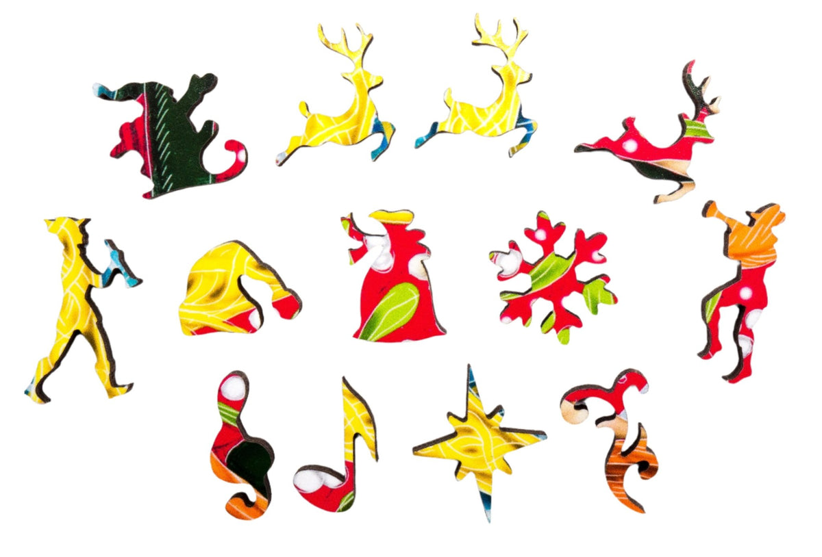Eleven Pipers Piping (50 Piece Mini Wooden Jigsaw Puzzle) - Nautilus Puzzles - Wooden Jigsaw Puzzles For Adults