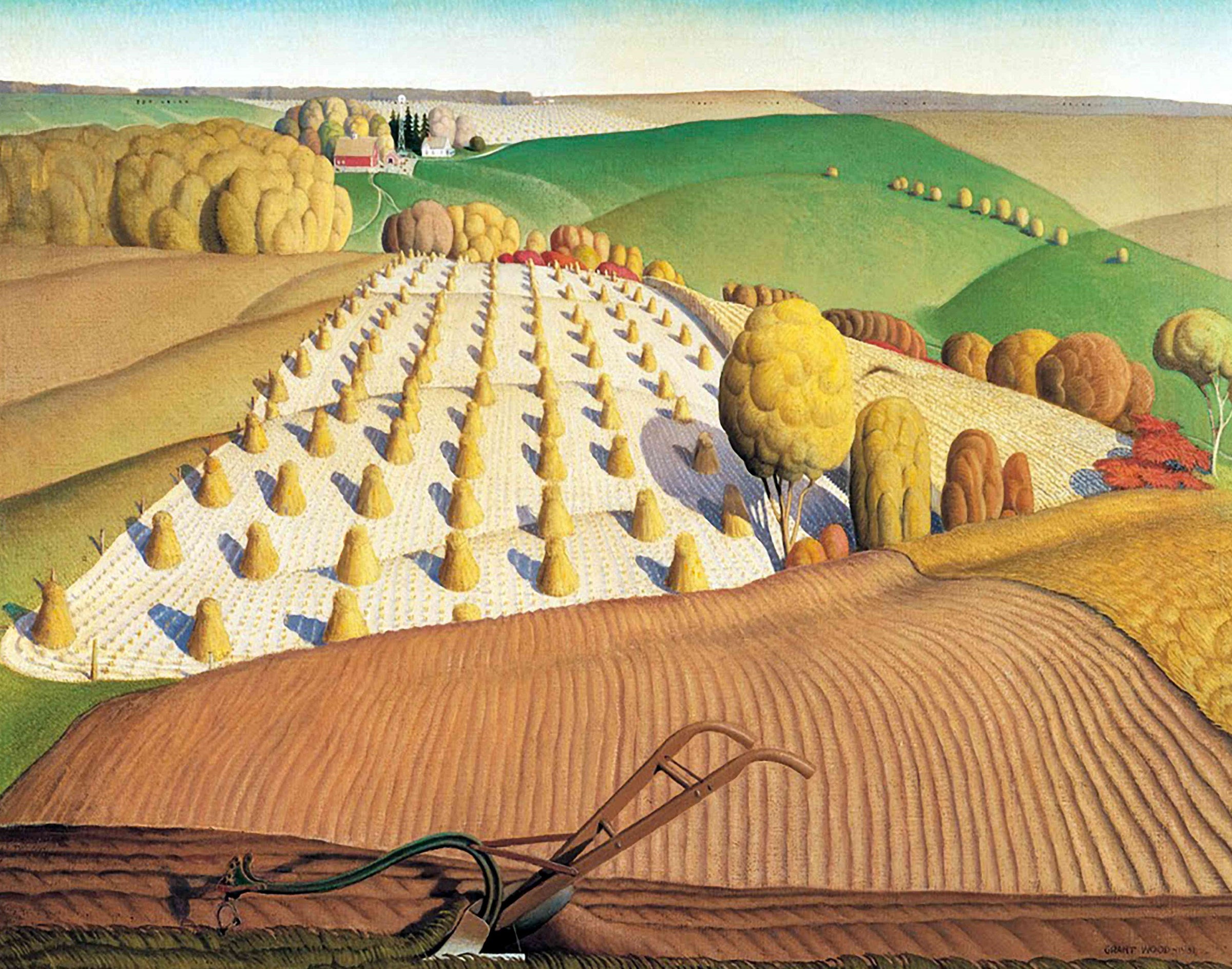 Fall Plowing by Grant Wood (351 Piece Fall Wooden Jigsaw Puzzle) - Nautilus Puzzles - Wooden Jigsaw Puzzles For Adults