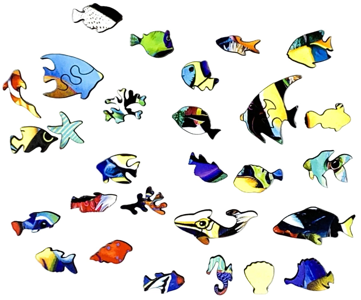 Fish Alive (144 Piece Wooden Jigsaw Puzzle) - Nautilus Puzzles - Wooden Jigsaw Puzzles For Adults