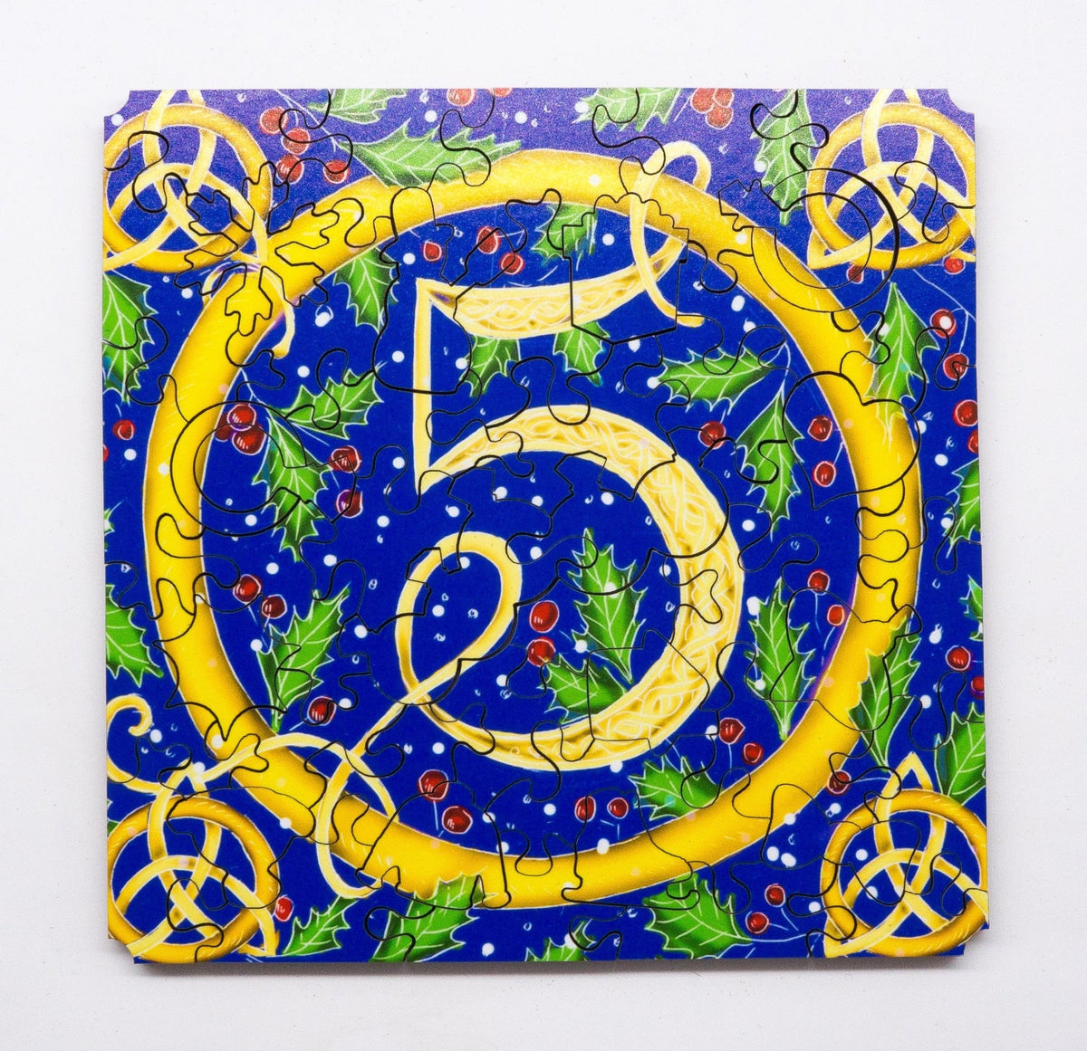 Five Gold Rings (50 Piece Mini Wooden Jigsaw Puzzle) - Nautilus Puzzles - Wooden Jigsaw Puzzles For Adults