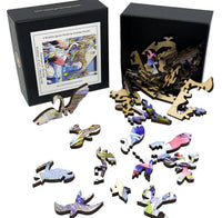 Flamingos At The Gate (50 Piece Mini Wooden Jigsaw Puzzle) - Nautilus Puzzles - Wooden Jigsaw Puzzles For Adults