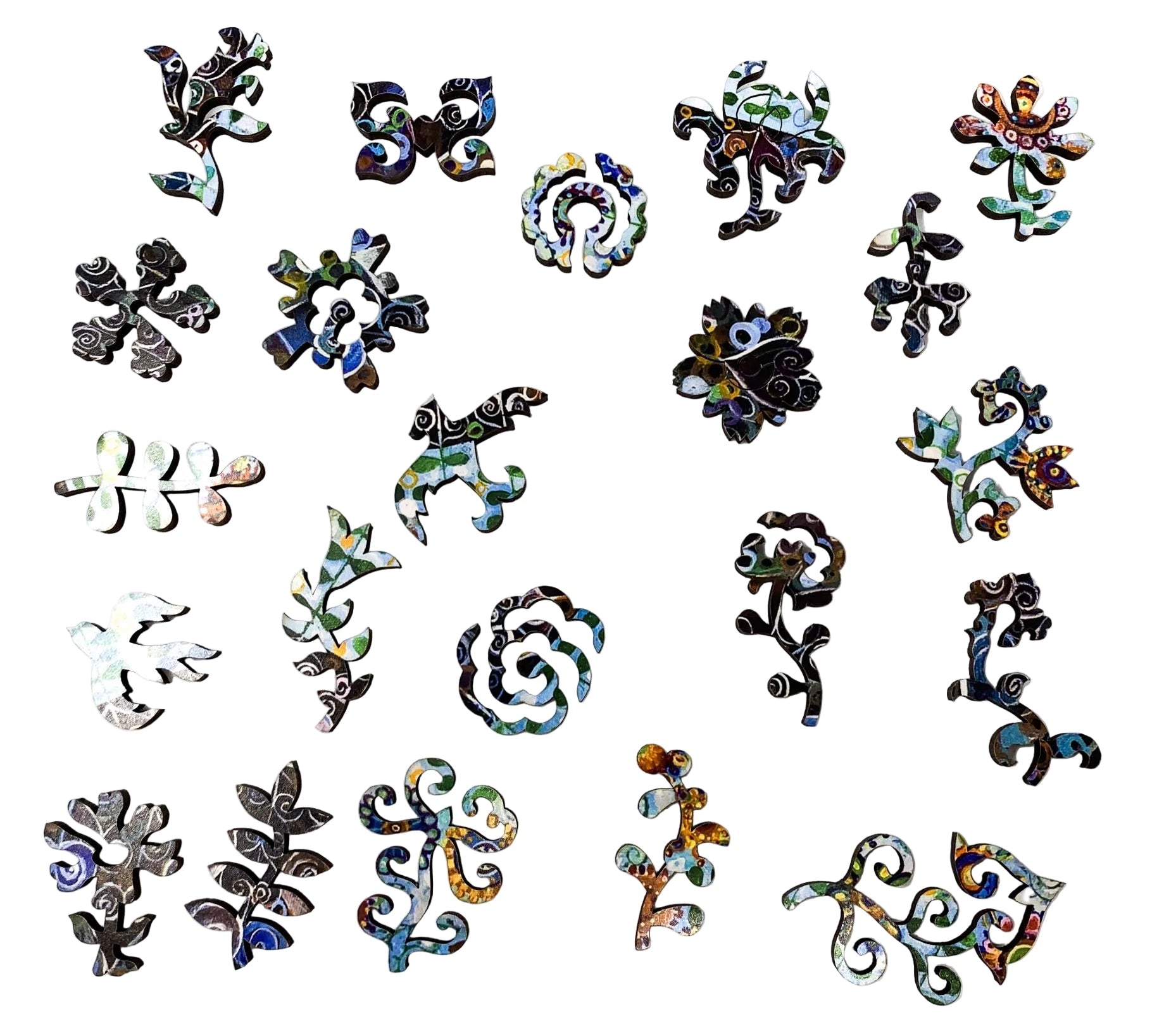 Flower Garden Blues (132 Piece Wooden Jigsaw Puzzle) - Nautilus Puzzles - Wooden Jigsaw Puzzles For Adults