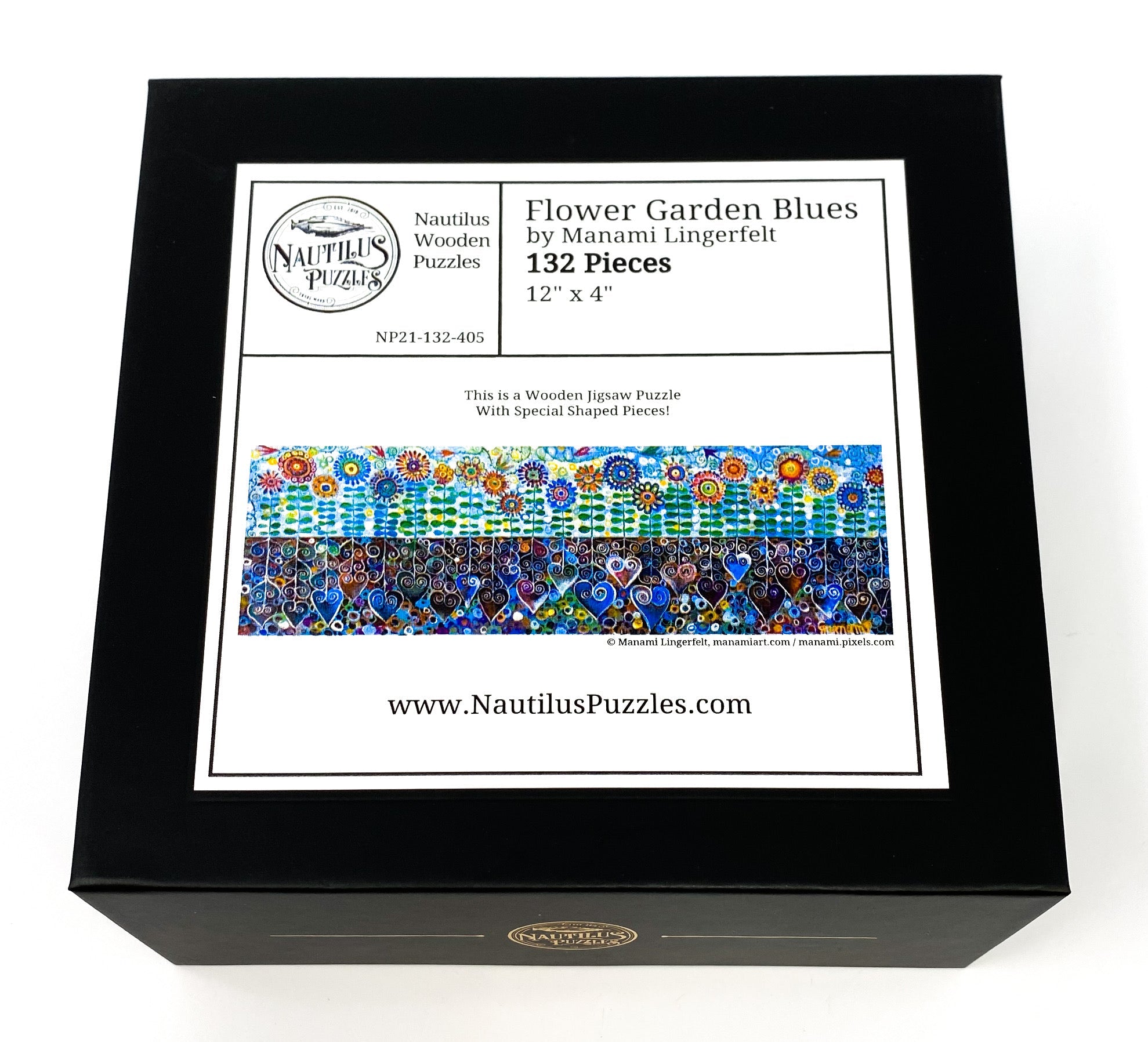 Flower Garden Blues (132 Piece Wooden Jigsaw Puzzle) - Nautilus Puzzles - Wooden Jigsaw Puzzles For Adults