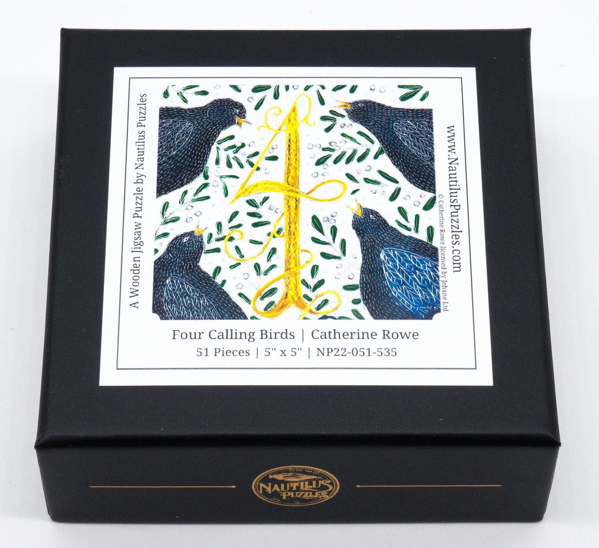 Four Calling Birds (51 Piece Mini Wooden Jigsaw Puzzle) - Nautilus Puzzles - Wooden Jigsaw Puzzles For Adults