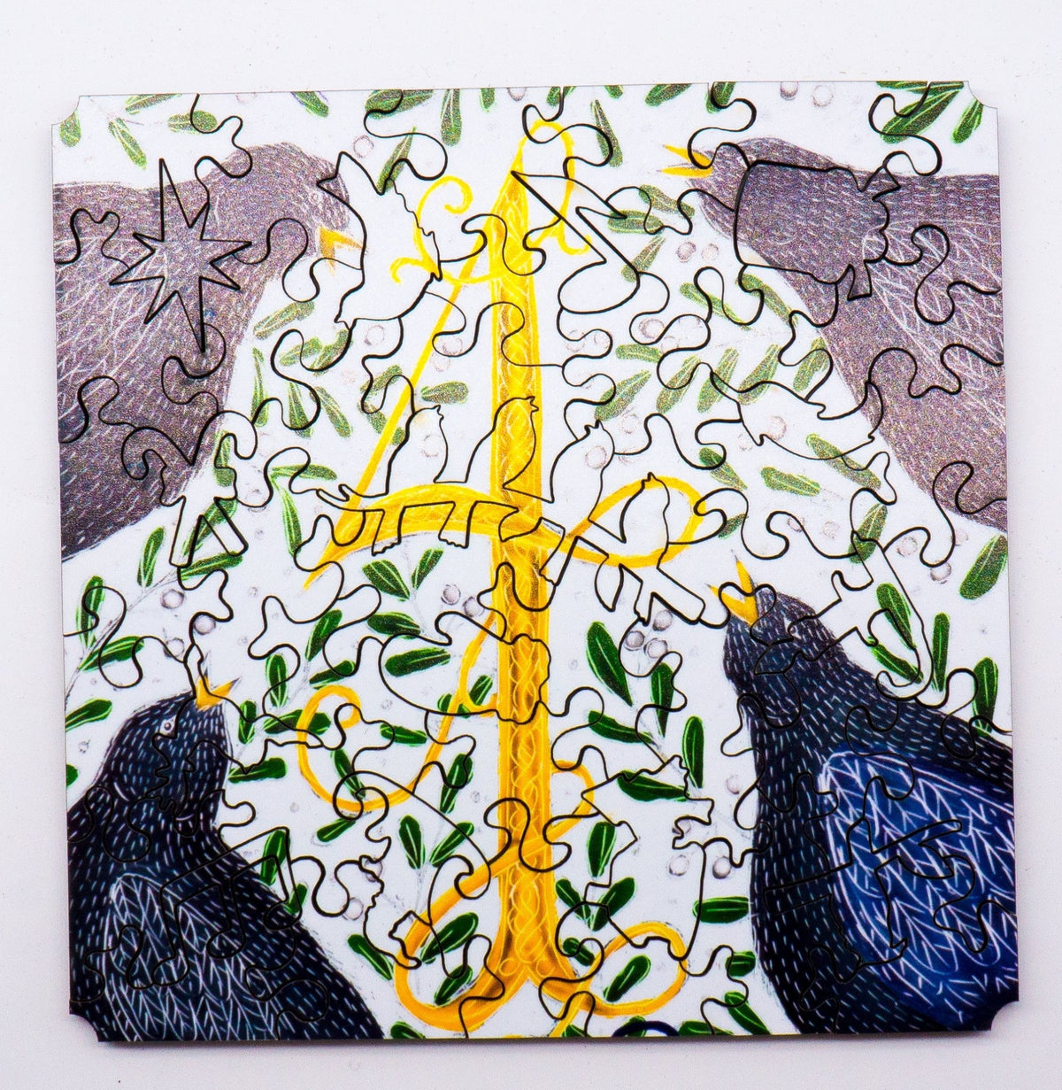 Four Calling Birds (51 Piece Mini Wooden Jigsaw Puzzle) - Nautilus Puzzles - Wooden Jigsaw Puzzles For Adults