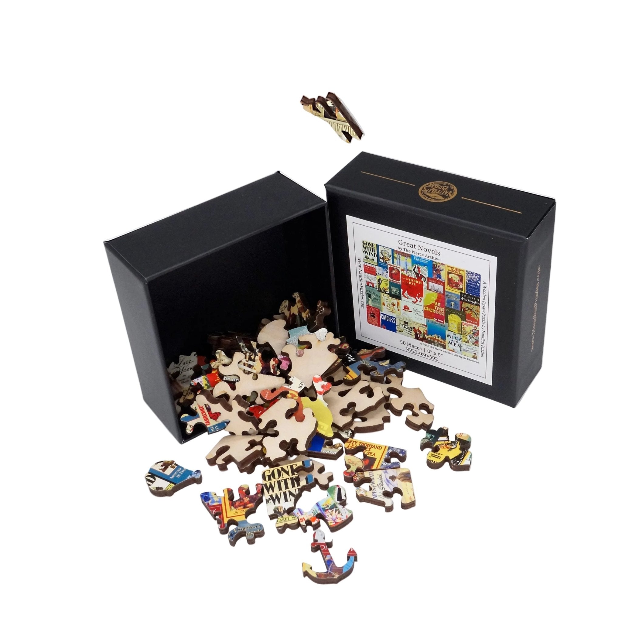 Great Novels (50 Pieces) Mini Wooden Jigsaw Puzzle - Nautilus Puzzles - Wooden Jigsaw Puzzles For Adults