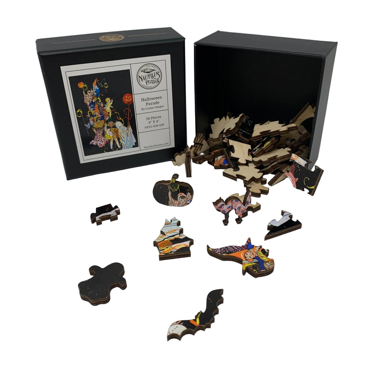 Halloween Parade (50 Pieces) Mini Wooden Jigsaw Puzzle - Nautilus Puzzles - Wooden Jigsaw Puzzles For Adults