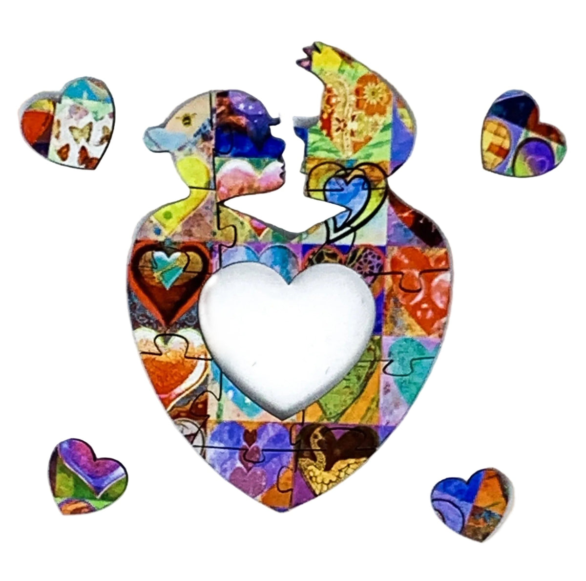 Hearts (59 Piece Mini Wooden Jigsaw Puzzle) - Nautilus Puzzles - Wooden Jigsaw Puzzles For Adults