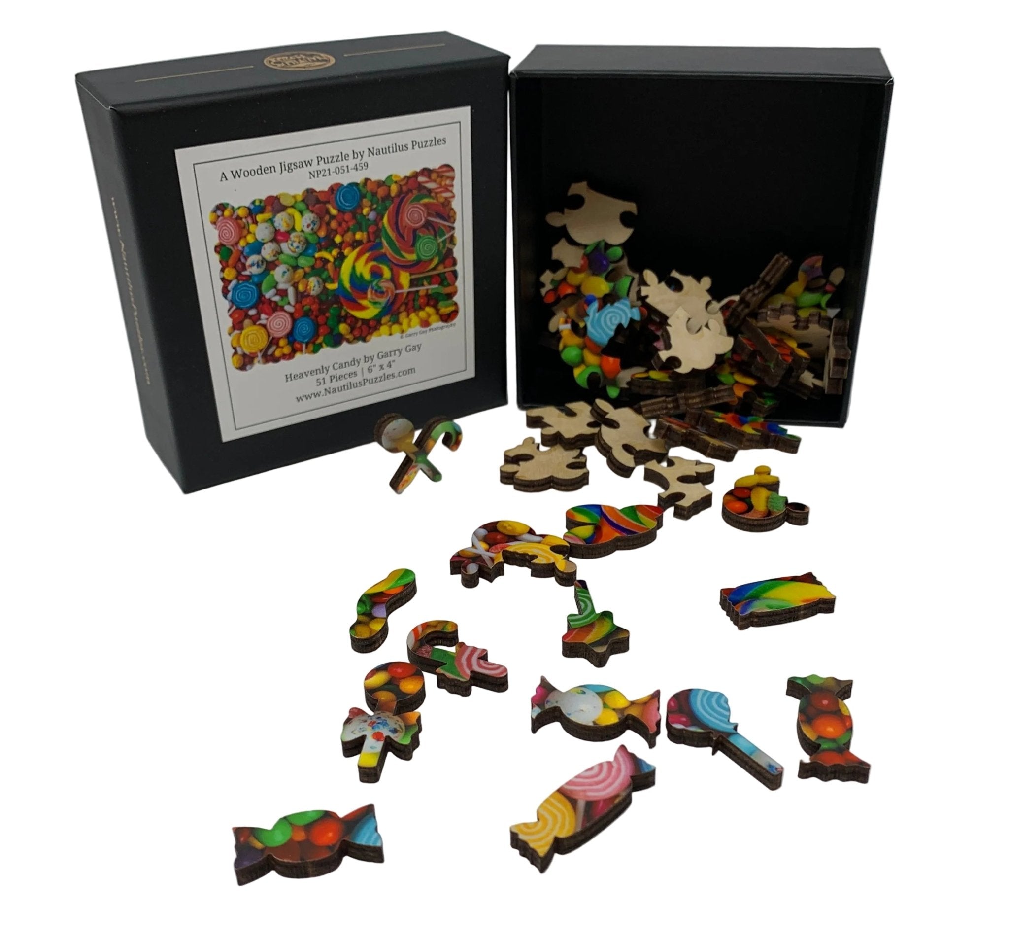 Heavenly Candy (51 Pieces) Mini Wooden Puzzle - Nautilus Puzzles - Wooden Jigsaw Puzzles For Adults