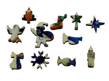 Holly Jolly Reindeer (50 Piece Mini Christmas Wooden Jigsaw Puzzle) - Nautilus Puzzles - Wooden Jigsaw Puzzles For Adults