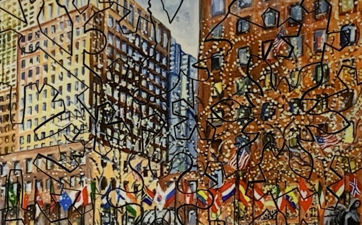 Ice Skaters at Rockefeller Center - 50 Piece Mini Wooden Jigsaw Puzzle - Nautilus Puzzles - Wooden Jigsaw Puzzles For Adults
