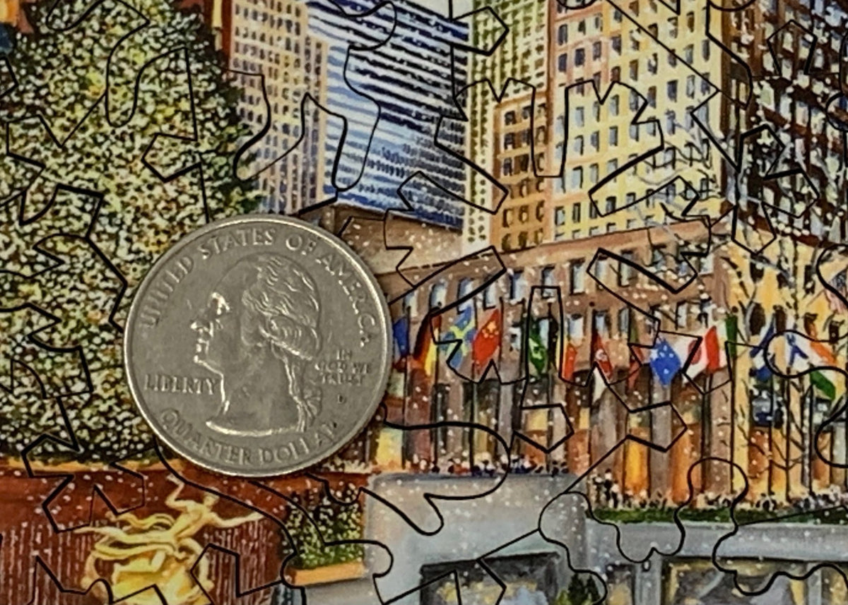 Ice Skaters at Rockefeller Center - 50 Piece Mini Wooden Jigsaw Puzzle - Nautilus Puzzles - Wooden Jigsaw Puzzles For Adults