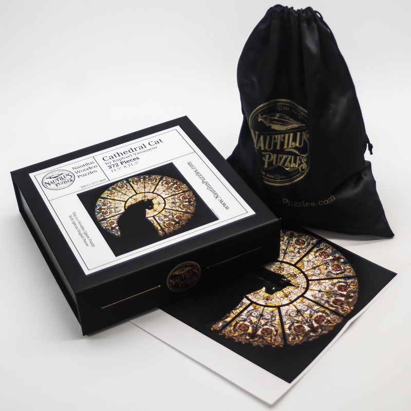 Cathedral Cat - 372 Piece Wooden Jigsaw Puzzle - Nautilus Puzzles - Wooden Jigsaw Puzzles For Adults