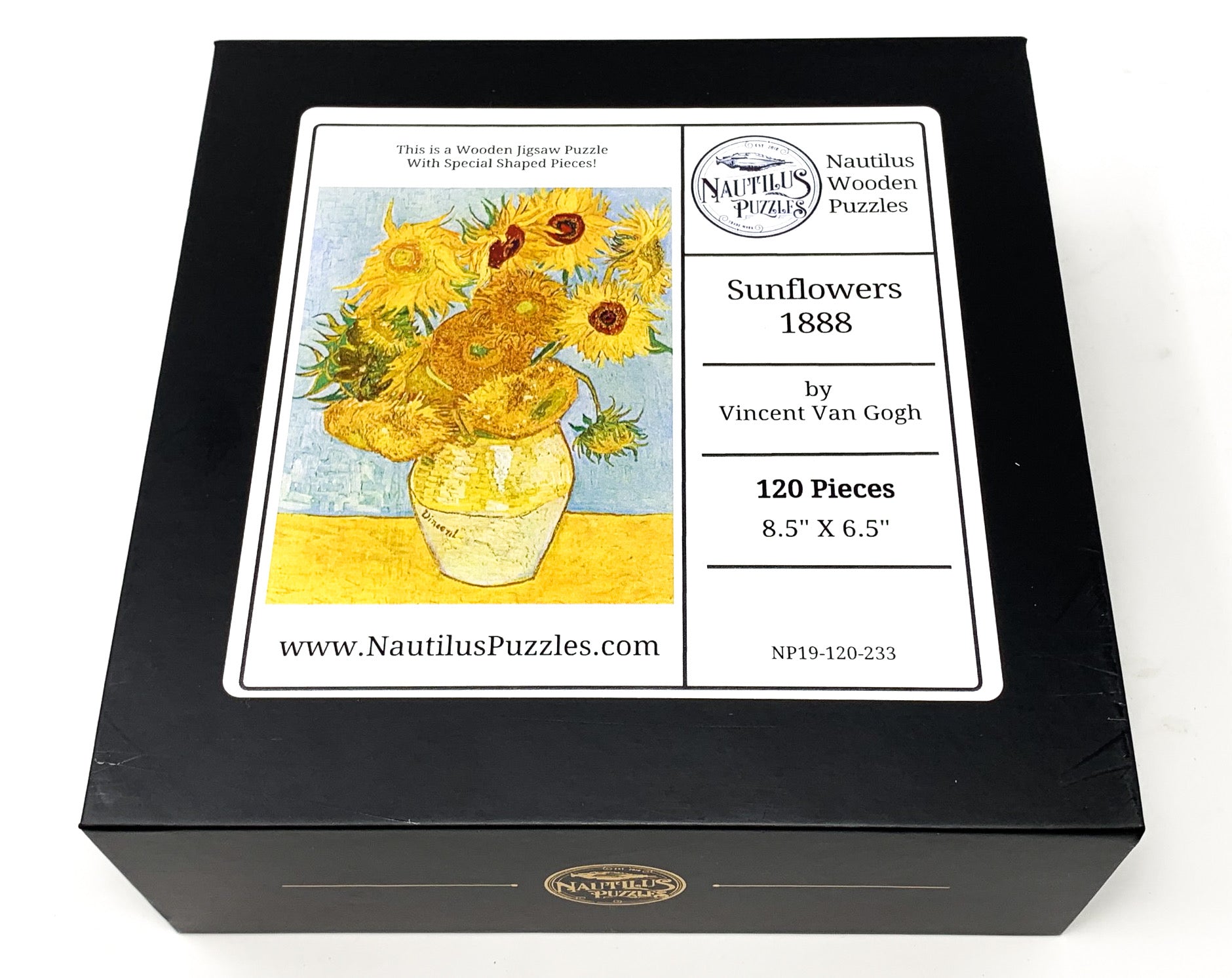 Sunflowers, 1888 by Van Gogh (120 Piece Sunflower Wooden Jigsaw Puzzle) - Nautilus Puzzles - Wooden Jigsaw Puzzles For Adults