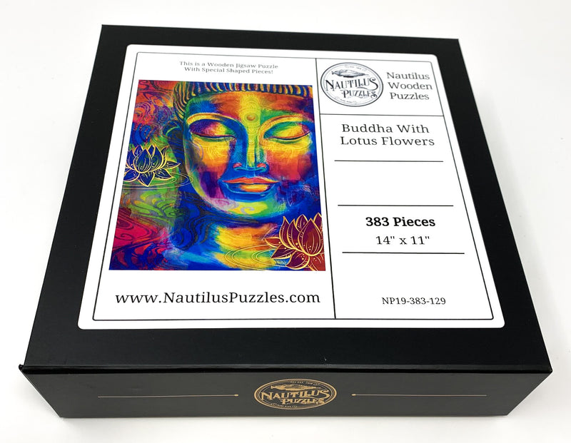 Buddha With Lotus Flowers (383 Piece Flower Wooden Jigsaw Puzzle) - Nautilus Puzzles - Wooden Jigsaw Puzzles For Adults