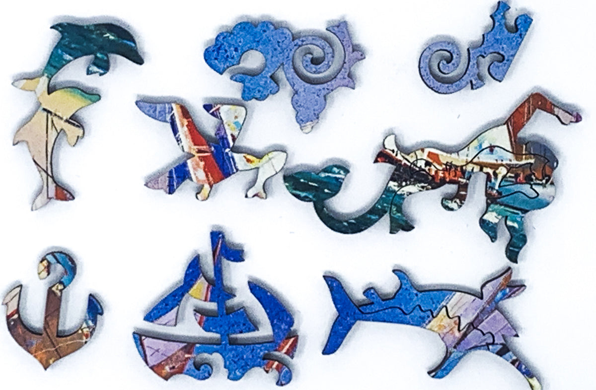 Sails on the Open Sea (53 Piece Mini Wooden Jigsaw Puzzle) - Nautilus Puzzles - Wooden Jigsaw Puzzles For Adults