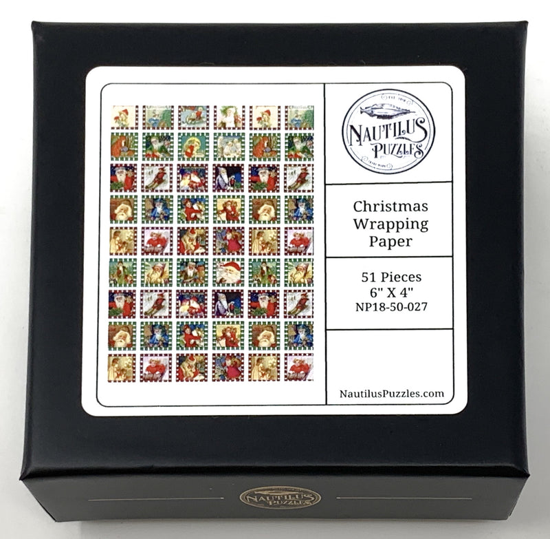 Christmas Wrapping Paper (51 Pieces) Mini Christmas Wooden Puzzle - Nautilus Puzzles - Wooden Jigsaw Puzzles For Adults