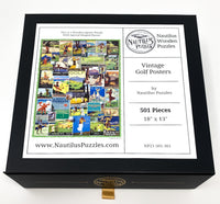 Vintage Golf Posters (501 Piece Wooden Jigsaw Puzzle) - Nautilus Puzzles - Wooden Jigsaw Puzzles For Adults