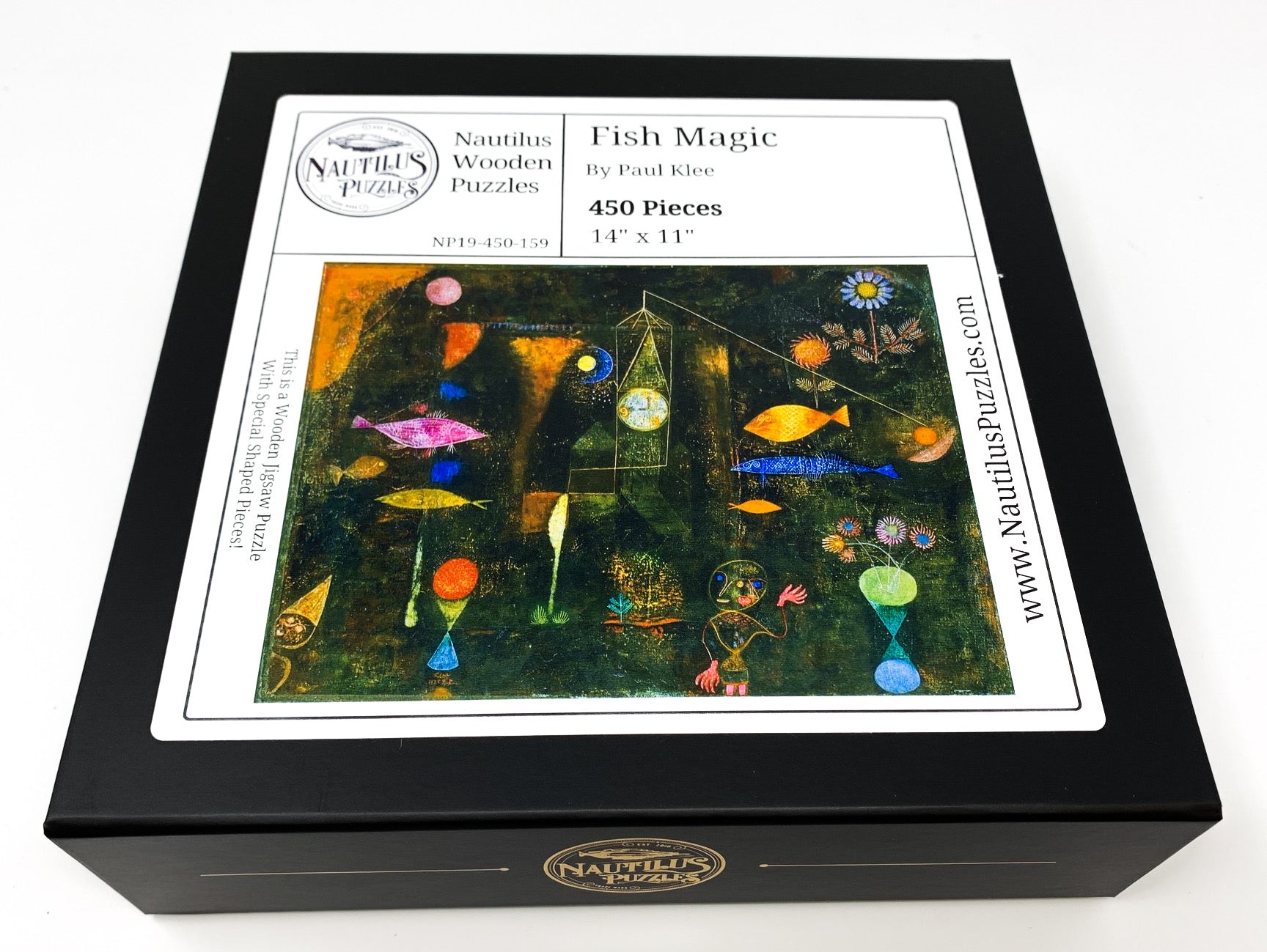 Fish Magic by Paul Klee (450 Piece Wooden Jigsaw Puzzle) - Nautilus Puzzles - Wooden Jigsaw Puzzles For Adults