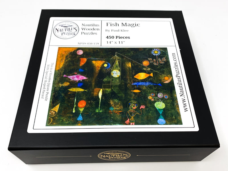 Fish Magic by Paul Klee (450 Piece Wooden Jigsaw Puzzle) - Nautilus Puzzles - Wooden Jigsaw Puzzles For Adults