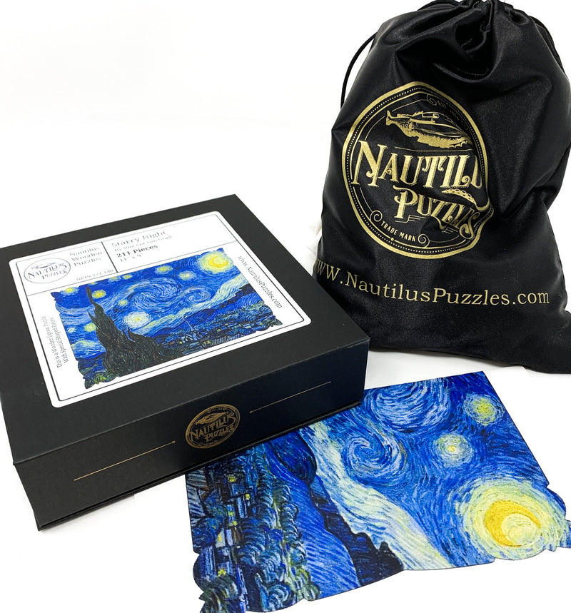 Starry Night by Vincent Van Gogh (211 Piece Wooden Jigsaw Puzzle) - Nautilus Puzzles - Wooden Jigsaw Puzzles For Adults