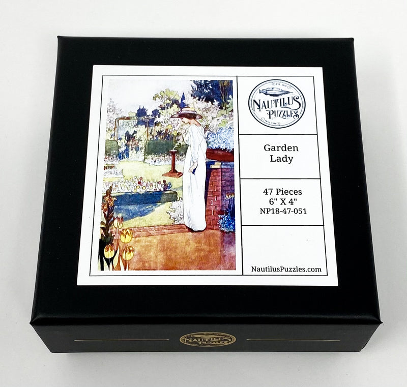 Garden Lady (47 Pieces) by Charles Robinson, Mini Wooden Jigsaw Puzzle - Nautilus Puzzles - Wooden Jigsaw Puzzles For Adults