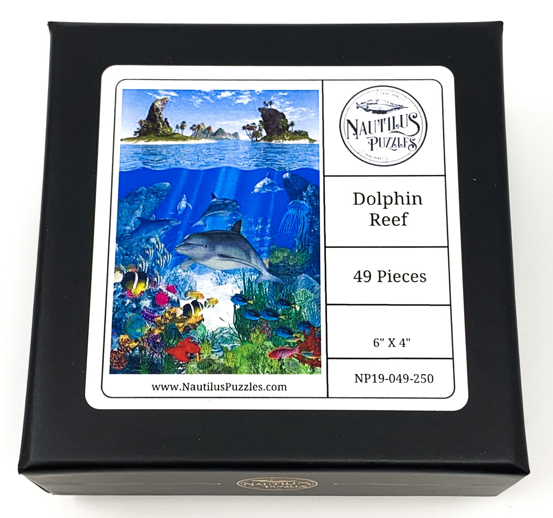 Dolphin Reef (49 Piece Mini Wooden Jigsaw Puzzle) - Nautilus Puzzles - Wooden Jigsaw Puzzles For Adults
