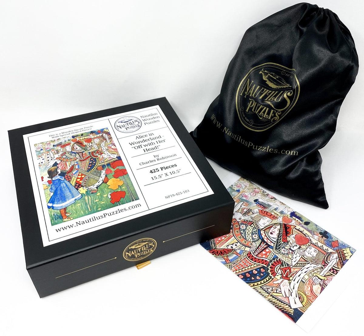 Alice in Wonderland "Off With Her Head!" (425 Piece Wooden Jigsaw Puzzle) - Nautilus Puzzles - Wooden Jigsaw Puzzles For Adults