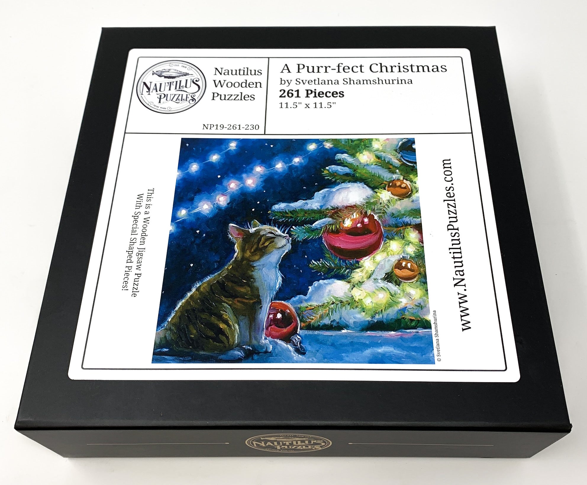 A Purr-fect Christmas - 261 Piece Wooden Jigsaw Puzzle - Nautilus Puzzles - Wooden Jigsaw Puzzles For Adults
