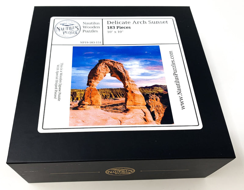 Delicate Arch Sunset (183 Pieces) Wooden Jigsaw Puzzle - Nautilus Puzzles - Wooden Jigsaw Puzzles For Adults
