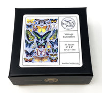 Vintage Butterflies (77 Pieces) Mini Wooden Photo Puzzle - Nautilus Puzzles - Wooden Jigsaw Puzzles For Adults