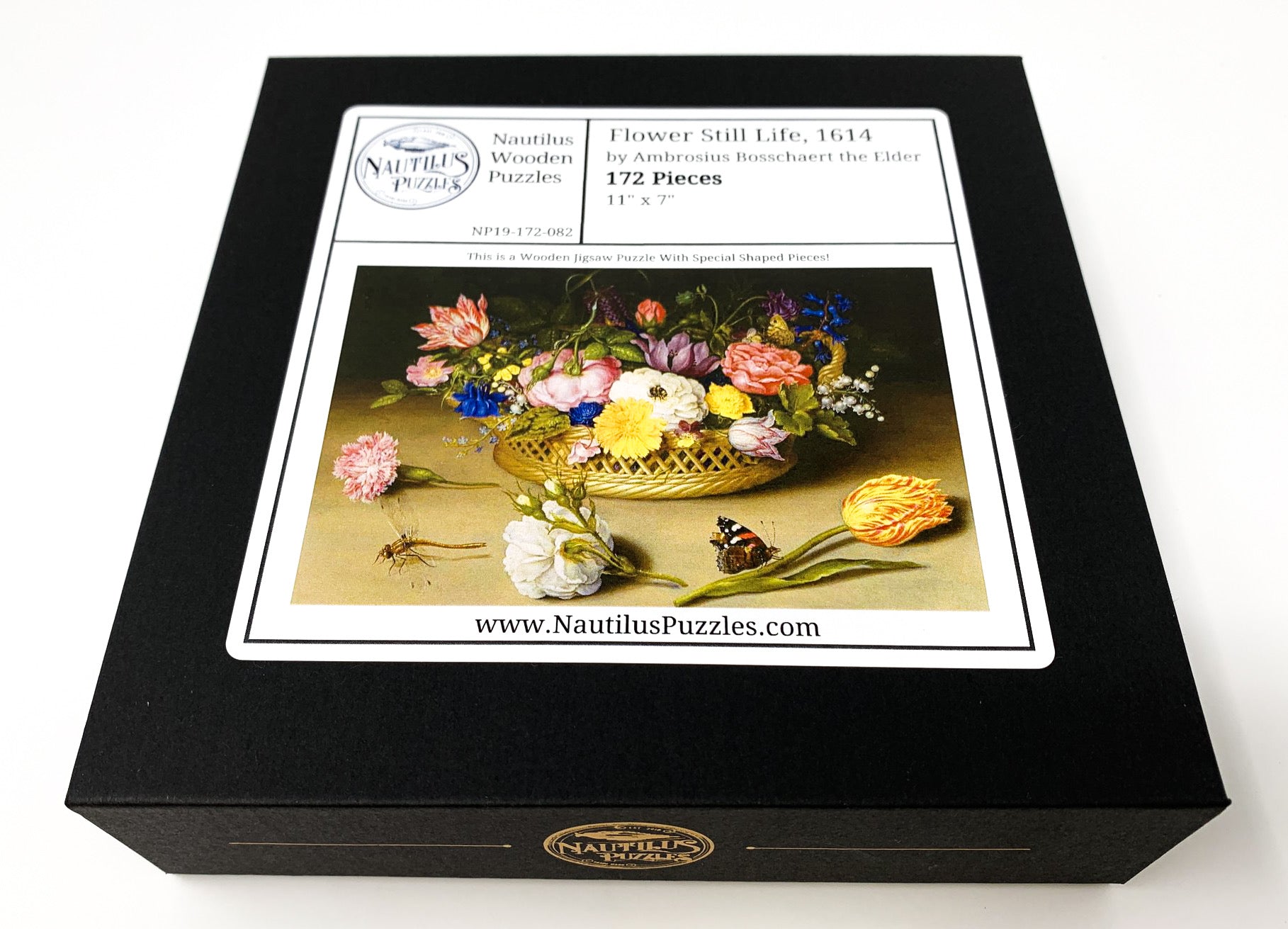 Flower Still Life, 1614 by Ambrosius Bosschaert the Elder (172 Piece Wooden Jigsaw Puzzle) - Nautilus Puzzles - Wooden Jigsaw Puzzles For Adults