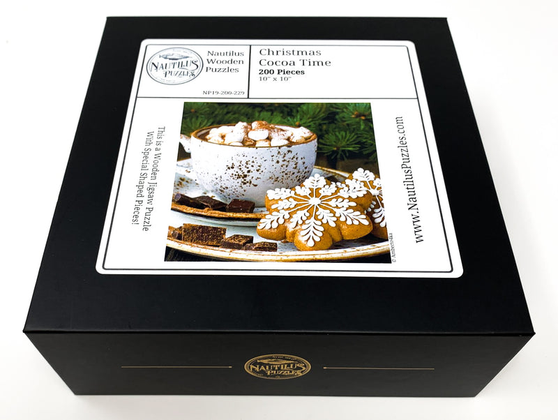 Christmas Cocoa Time - 200 Piece Christmas Wooden Jigsaw Puzzle - Nautilus Puzzles - Wooden Jigsaw Puzzles For Adults